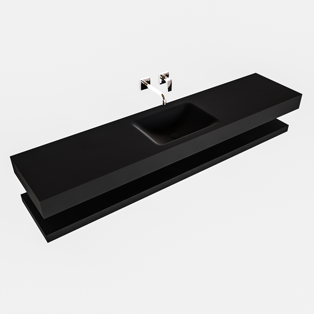 MONDIAZ ALAN 200cm solid surface estante Urban. Lavabo suspendido Centro sin orificio, color Urban. - Imagen 4