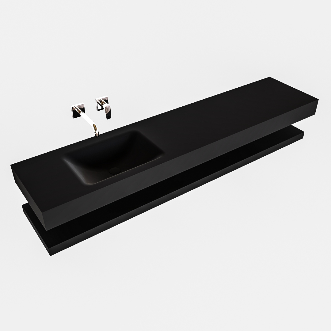 MONDIAZ ALAN 200cm solid surface estante Urban. Lavabo suspendido Izquierda sin orificio, color Urban. - Imagen 4