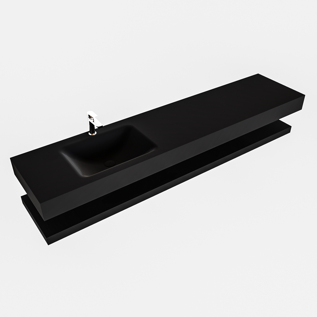 MONDIAZ ALAN 200cm solid surface estante Urban. Lavabo suspendido Izquierda 1 orificio, color Urban. - Imagen 4