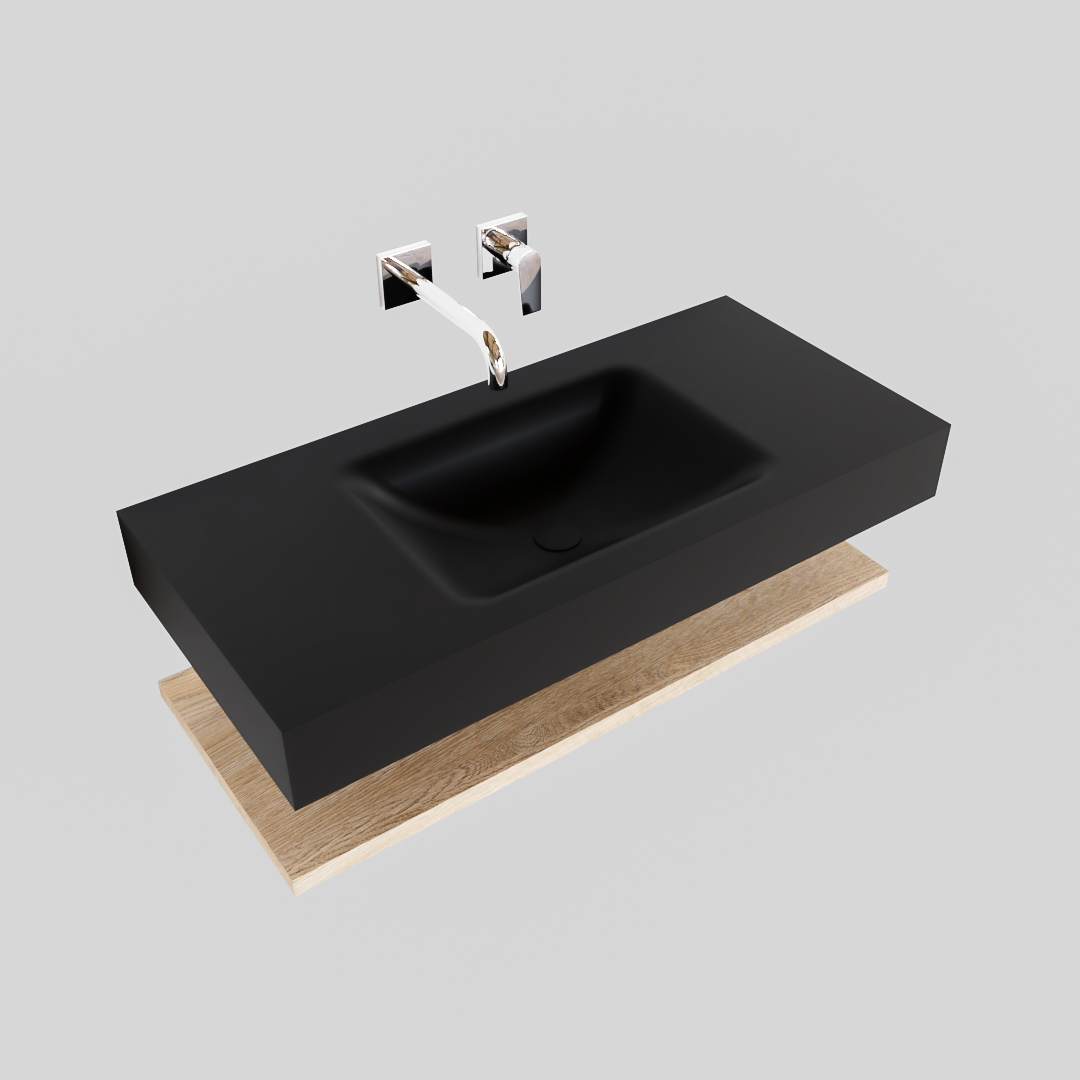 MONDIAZ ALAN 100cm estante Washed Oak. Lavabo suspendido Centro sin orificio, color Urban. 4 MONDIAZ ALAN 100cm estante Washed Oak. Lavabo suspendido Centro sin orificio, color Urban. - Imagen 4