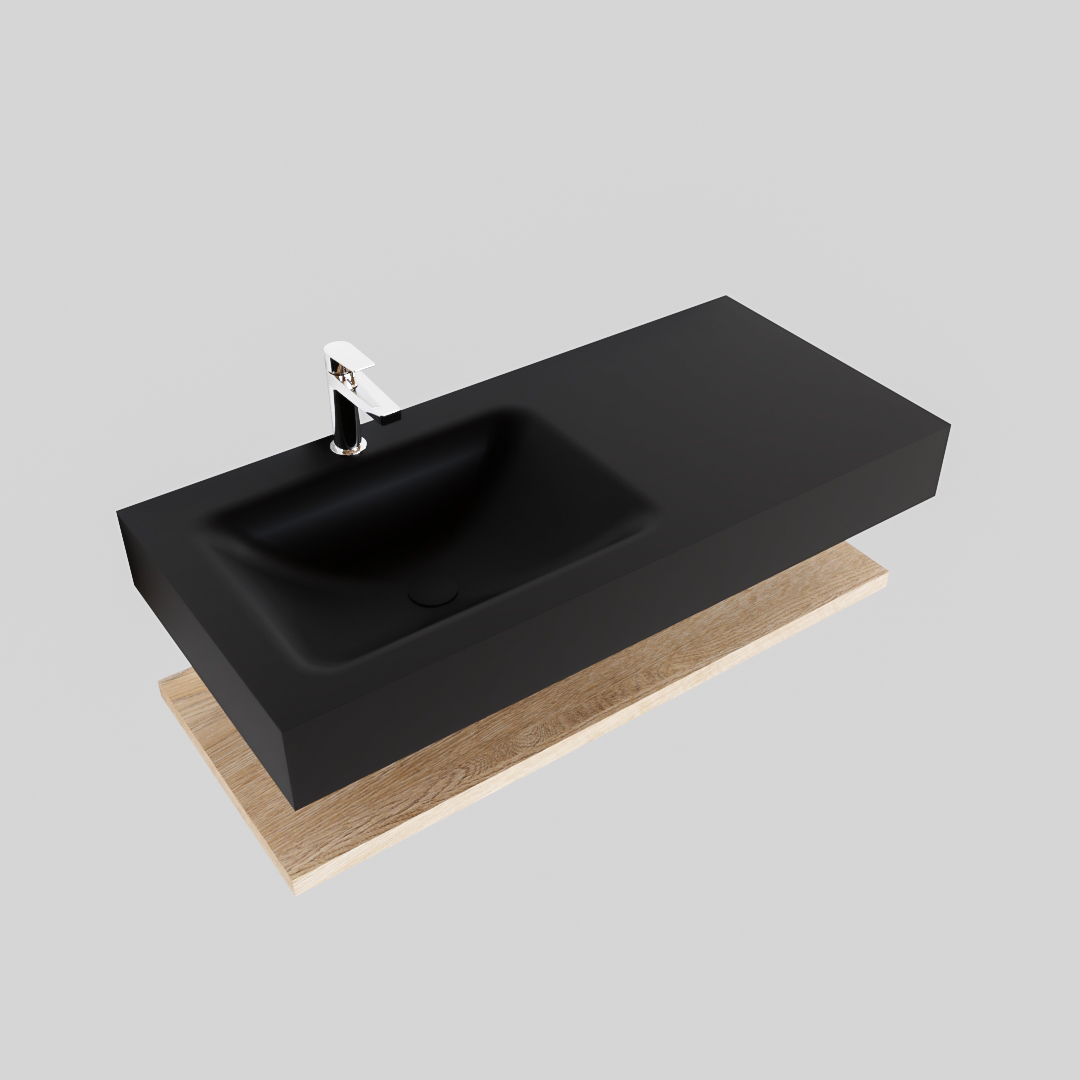 MONDIAZ ALAN 100cm estante Washed Oak. Lavabo suspendido Izquierda 1 orificio, color Urban. - Imagen 4