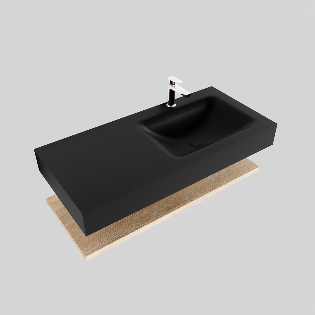 MONDIAZ ALAN 100cm estante Washed Oak. Lavabo suspendido Derecho 1 orificio, color Urban. - Imagen 4