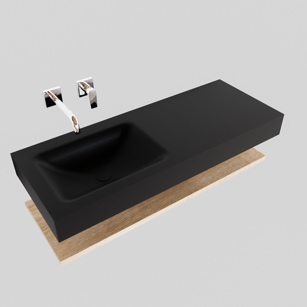 MONDIAZ ALAN 120cm estante Washed Oak. Lavabo suspendido Izquierda sin orificio, color Urban. - Imagen 4