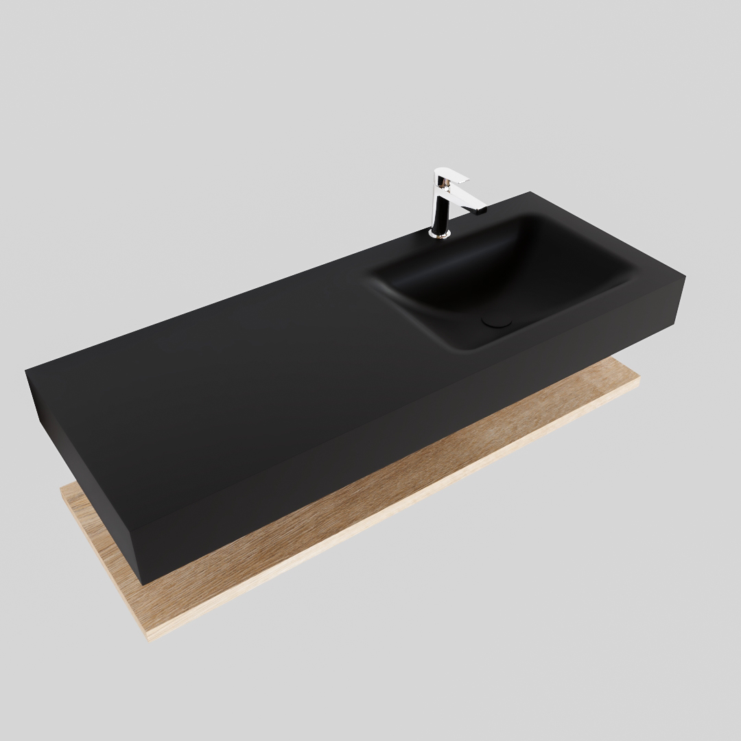 MONDIAZ ALAN 120cm estante Washed Oak. Lavabo suspendido Derecho 1 orificio, color Urban. - Imagen 4