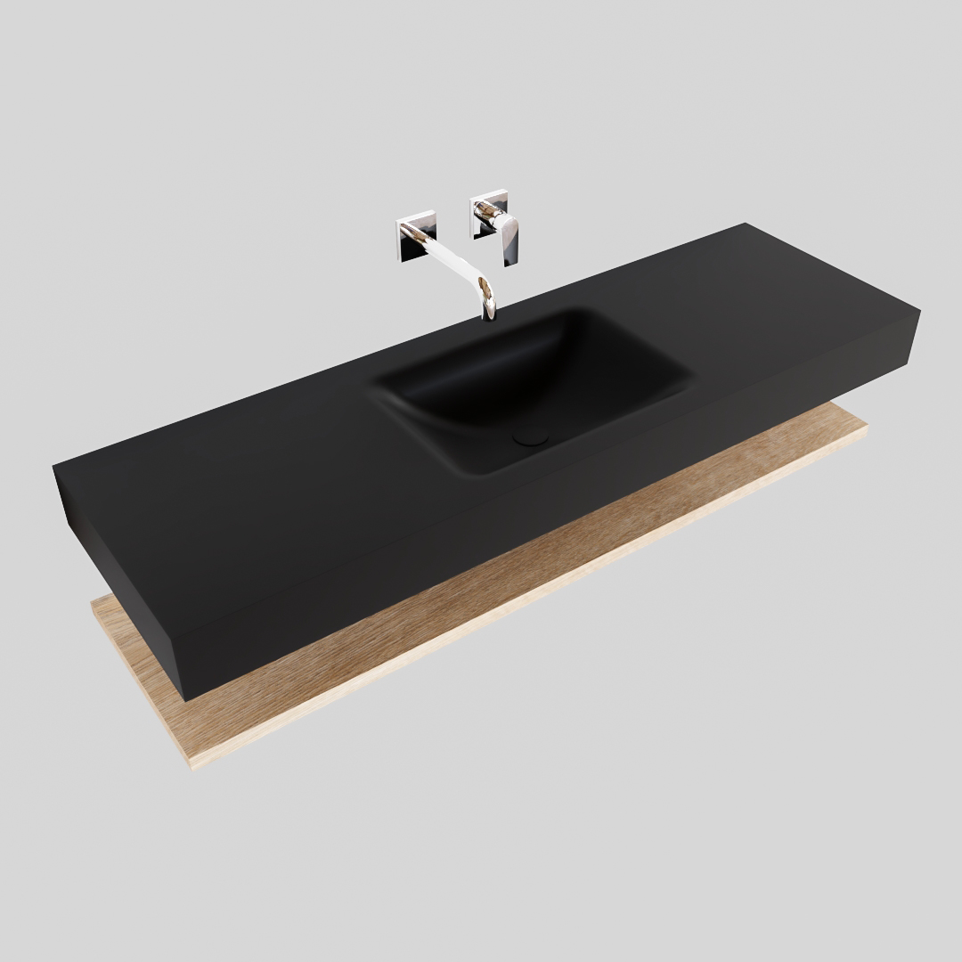 MONDIAZ ALAN 150cm estante Washed Oak. Lavabo suspendido Centro sin orificio, color Urban. 4 MONDIAZ ALAN 150cm estante Washed Oak. Lavabo suspendido Centro sin orificio, color Urban. - Imagen 4