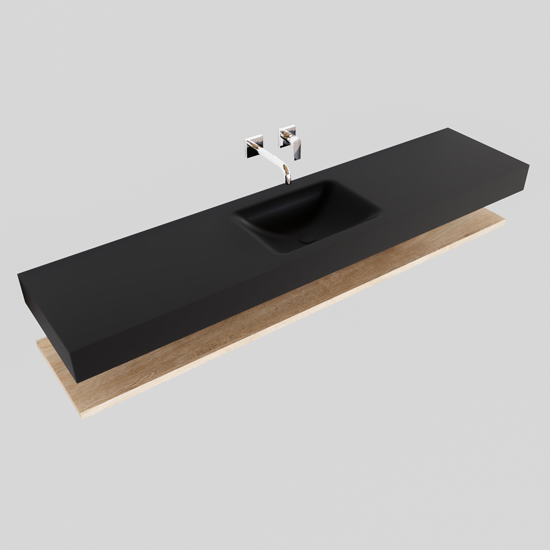 MONDIAZ ALAN 200cm estante Washed Oak. Lavabo suspendido Centro sin orificio, color Urban. - Imagen 4