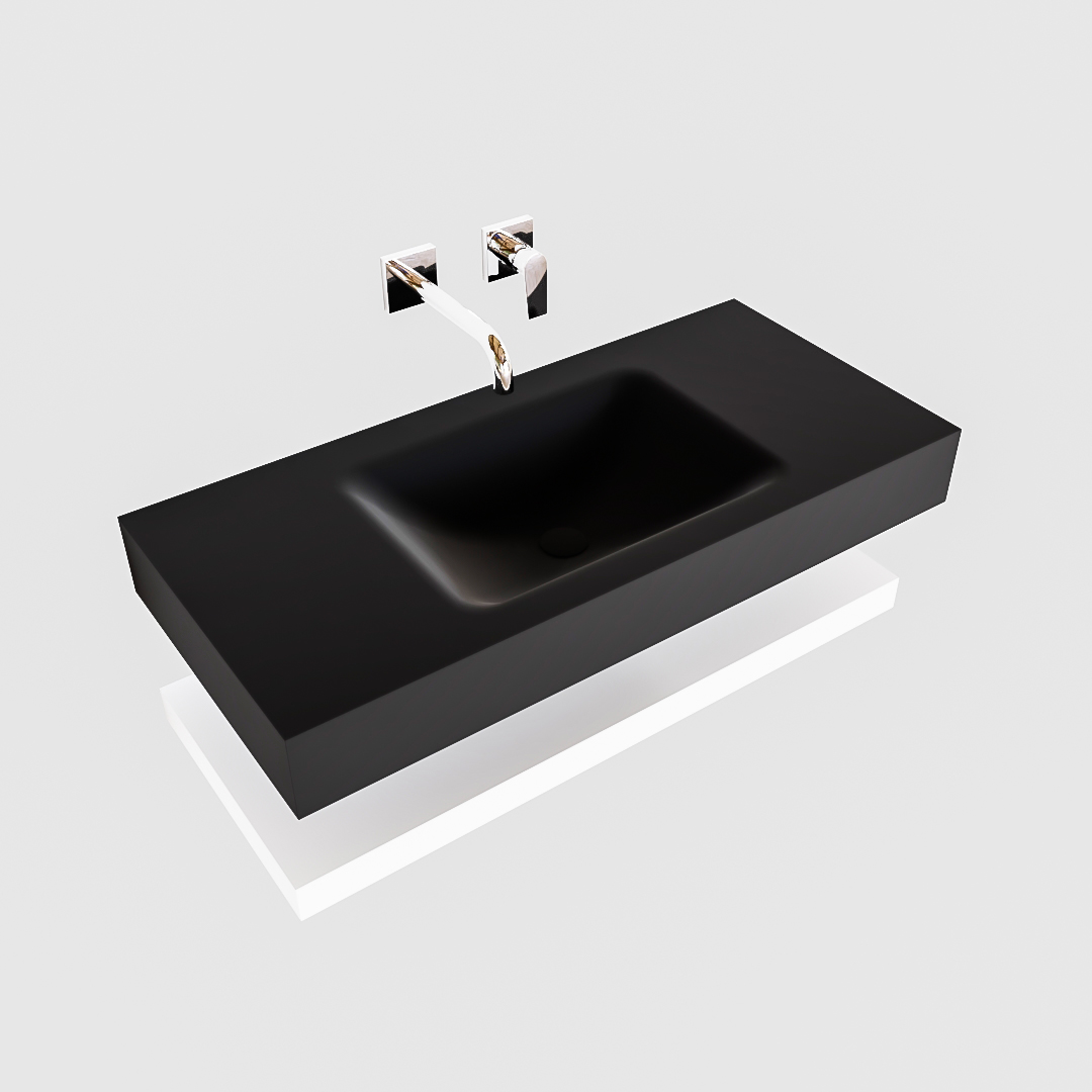 MONDIAZ ALAN 100cm solid surface estante Talc. Lavabo suspendido Centro sin orificio, color Urban. - Imagen 4