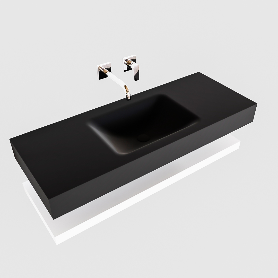 MONDIAZ ALAN 120cm solid surface estante Talc. Lavabo suspendido Centro sin orificio, color Urban. - Imagen 4