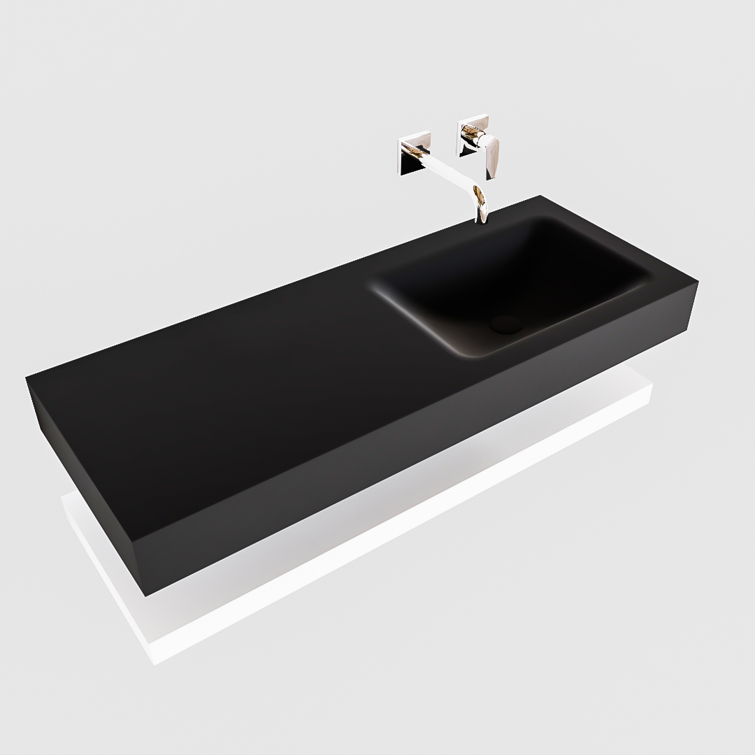 MONDIAZ ALAN 120cm solid surface estante Talc. Lavabo suspendido Derecho sin orificio, color Urban. - Imagen 4