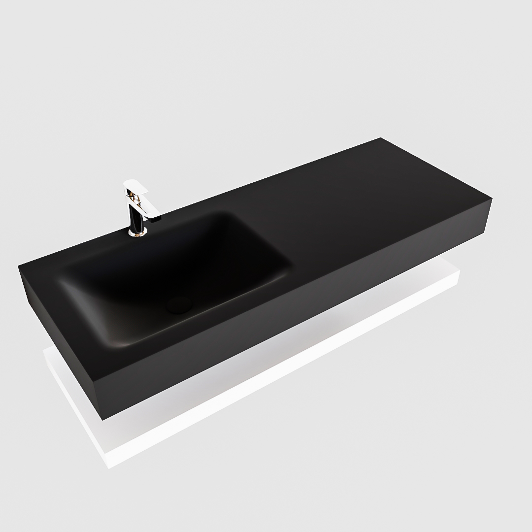 MONDIAZ ALAN 120cm solid surface estante Talc. Lavabo suspendido Izquierda 1 orificio, color Urban. - Imagen 4