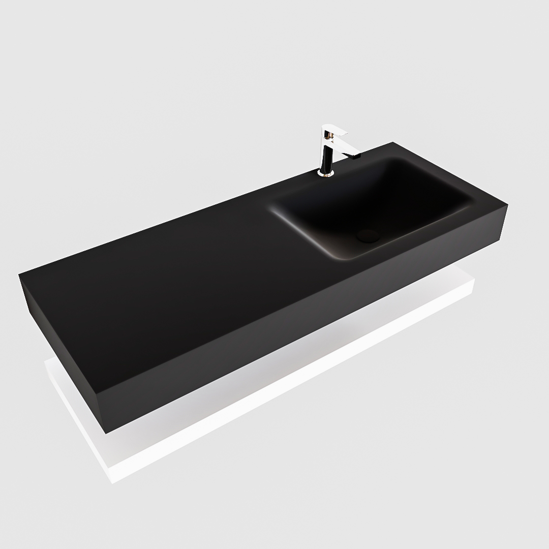 MONDIAZ ALAN 120cm solid surface estante Talc. Lavabo suspendido Derecho 1 orificio, color Urban. - Imagen 4