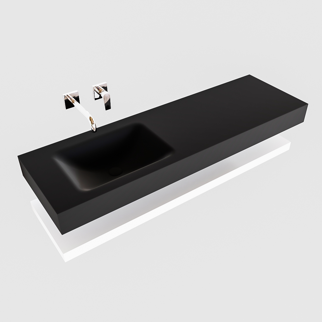 MONDIAZ ALAN 150cm solid surface estante Talc. Lavabo suspendido Izquierda sin orificio, color Urban. - Imagen 4