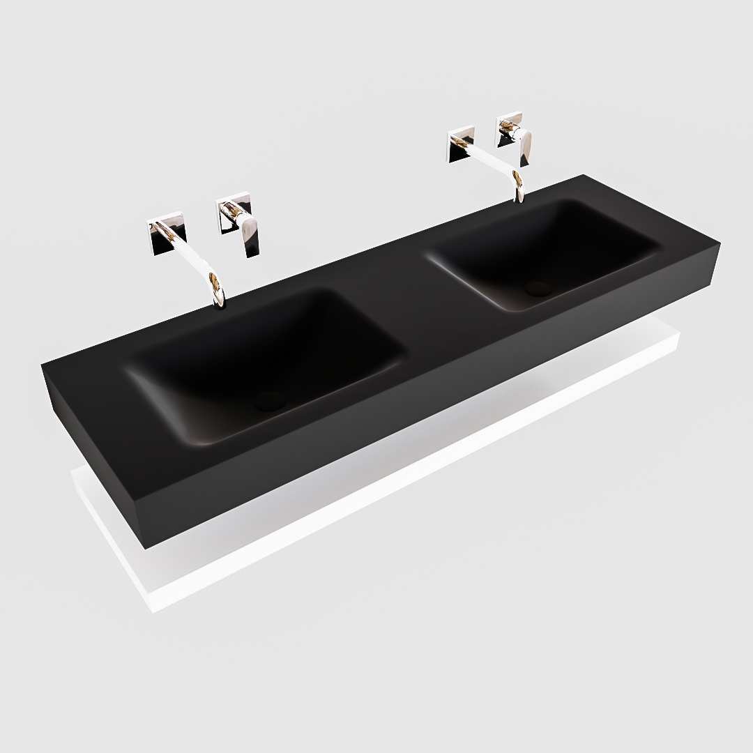 MONDIAZ ALAN 150cm solid surface estante Talc. Lavabo suspendido Doble sin orificio, color Urban. 4 MONDIAZ ALAN 150cm solid surface estante Talc. Lavabo suspendido Doble sin orificio, color Urban. - Imagen 4