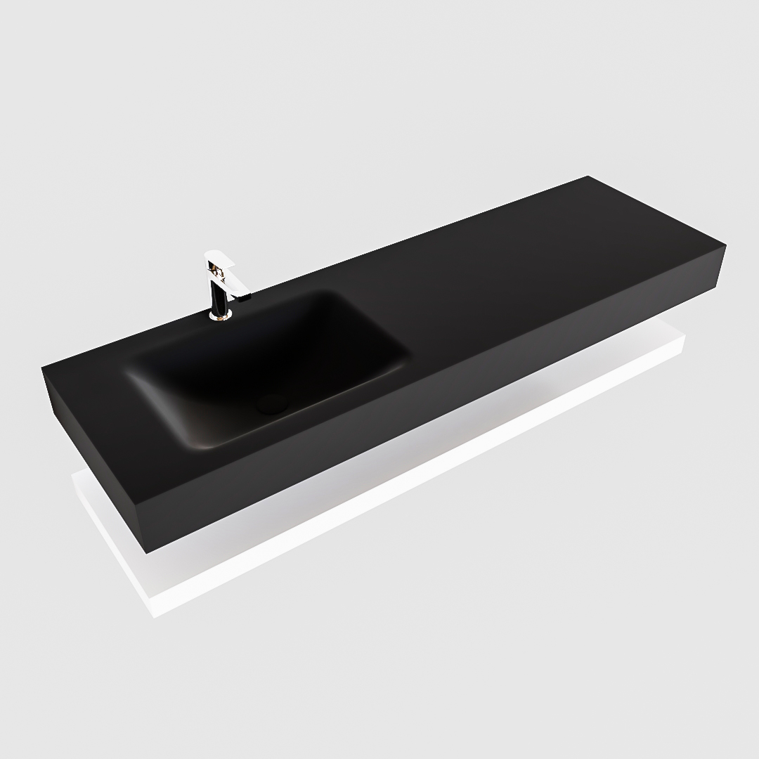 MONDIAZ ALAN 150cm solid surface estante Talc. Lavabo suspendido Izquierda 1 orificio, color Urban. 4 MONDIAZ ALAN 150cm solid surface estante Talc. Lavabo suspendido Izquierda 1 orificio, color Urban. - Imagen 4