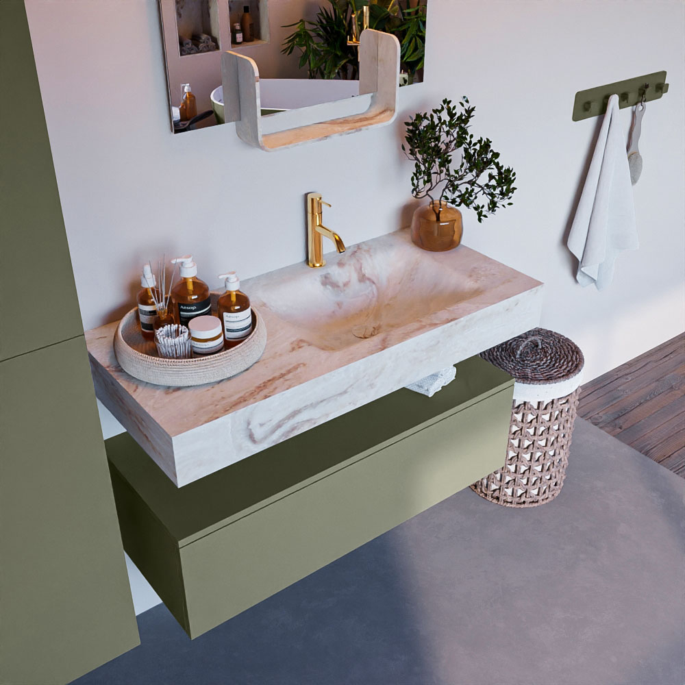 MONDIAZ ALAN-DLUX 100cm mueble de baño Army 1 cajón. Lavabo CLOUD Derecho 1 orificio color Frappe. 1 MONDIAZ ALAN-DLUX 100cm mueble de baño Army 1 cajón. Lavabo CLOUD Derecho 1 orificio color Frappe.