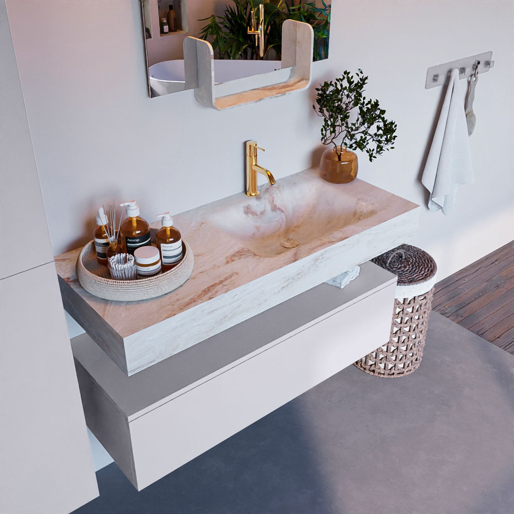 MONDIAZ ALAN-DLUX 110cm mueble de baño Cale 1 cajón. Lavabo CLOUD Derecho 1 orificio color Frappe. 1 MONDIAZ ALAN-DLUX 110cm mueble de baño Cale 1 cajón. Lavabo CLOUD Derecho 1 orificio color Frappe.