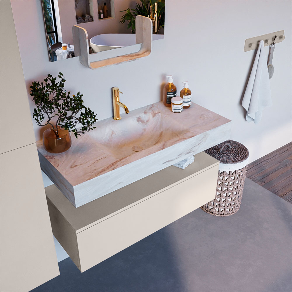 MONDIAZ ALAN-DLUX 100cm mueble de baño Linen 1 cajón. Lavabo CLOUD Centro 1 orificio color Frappe. 1 MONDIAZ ALAN-DLUX 100cm mueble de baño Linen 1 cajón. Lavabo CLOUD Centro 1 orificio color Frappe.