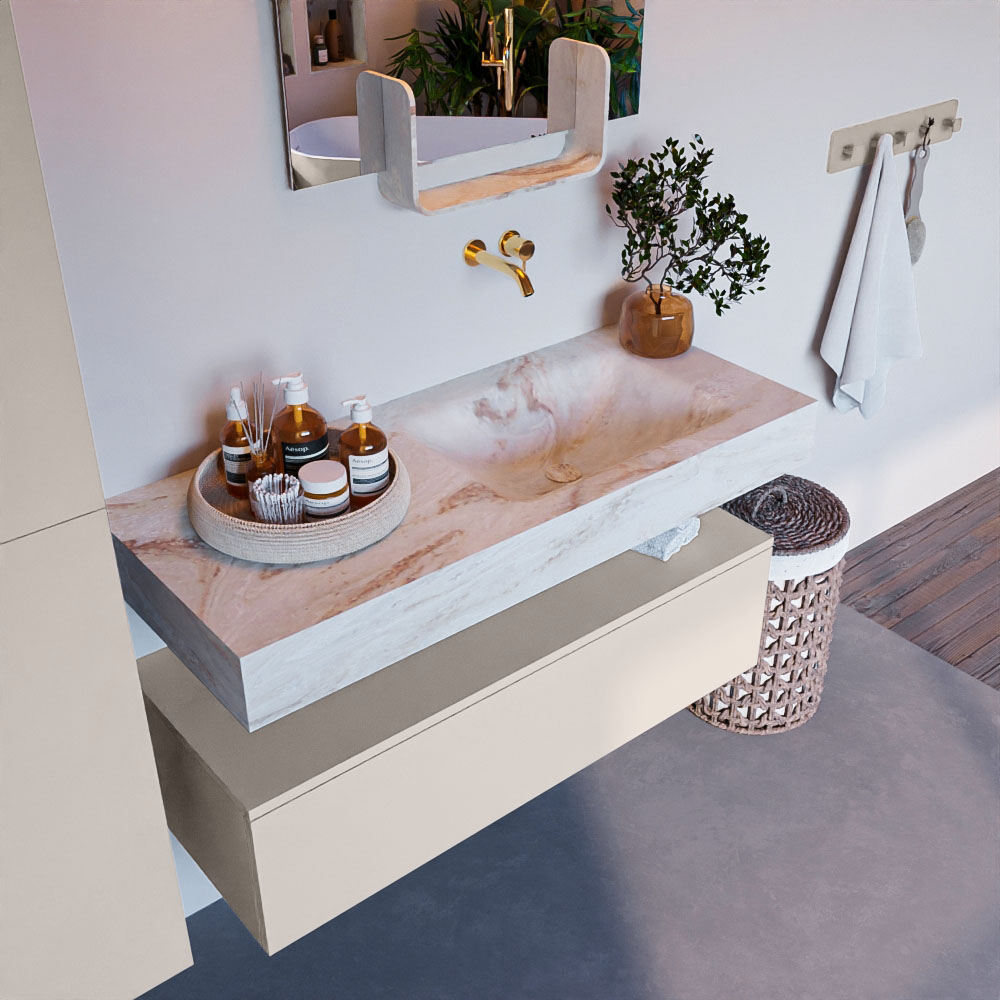 MONDIAZ ALAN-DLUX 110cm mueble de baño Linen 1 cajón. Lavabo CLOUD Derecho sin orificios color Frappe. 1 MONDIAZ ALAN-DLUX 110cm mueble de baño Linen 1 cajón. Lavabo CLOUD Derecho sin orificios color Frappe.