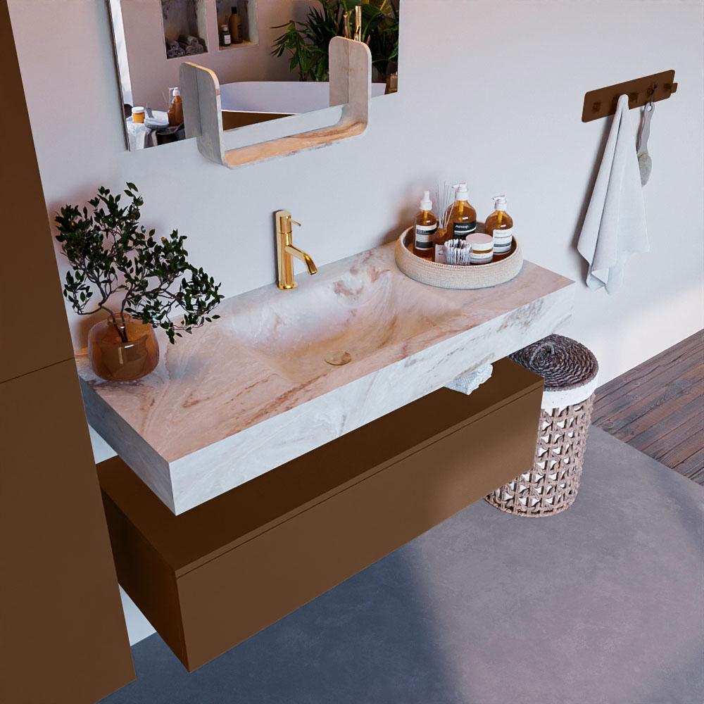MONDIAZ ALAN-DLUX 110cm mueble de baño Rust 1 cajón. Lavabo CLOUD Centro 1 orificio color Frappe. 1 MONDIAZ ALAN-DLUX 110cm mueble de baño Rust 1 cajón. Lavabo CLOUD Centro 1 orificio color Frappe.