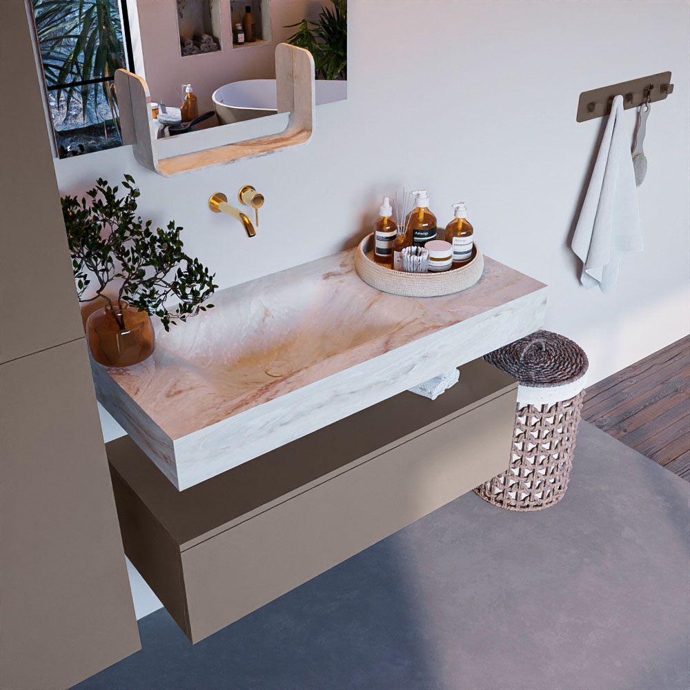 MONDIAZ ALAN-DLUX 100cm mueble de baño Smoke 1 cajón. Lavabo CLOUD Izquierda sin orificios color Frappe. 1 MONDIAZ ALAN-DLUX 100cm mueble de baño Smoke 1 cajón. Lavabo CLOUD Izquierda sin orificios color Frappe.