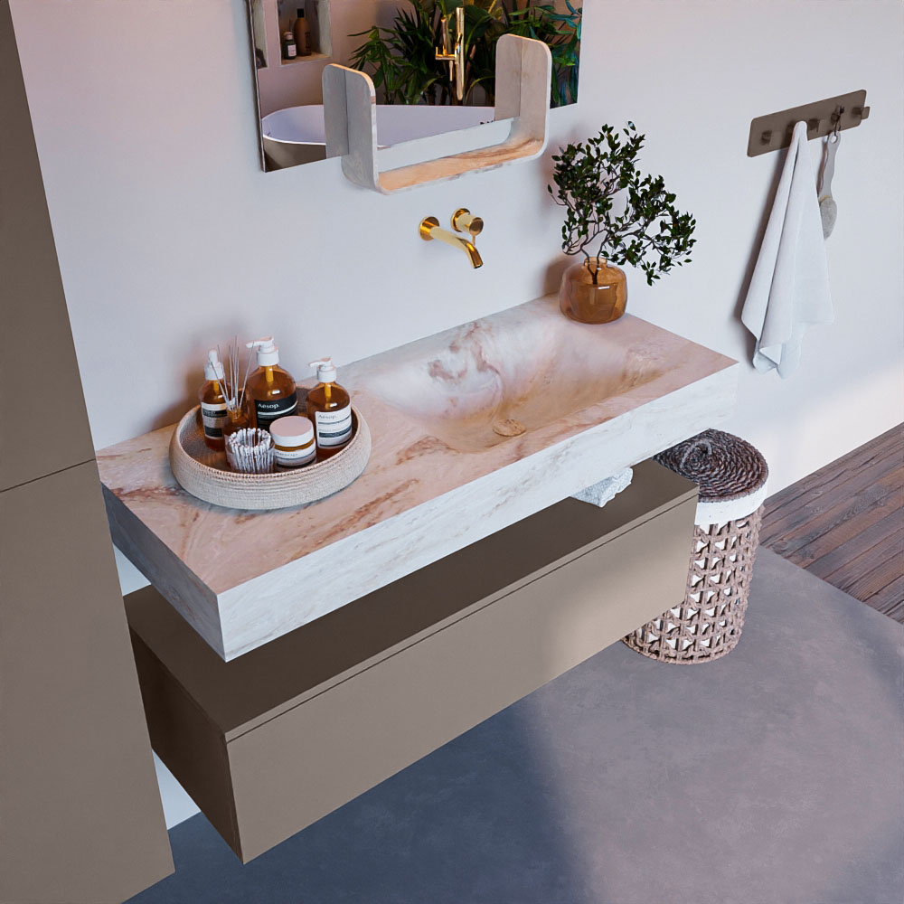 MONDIAZ ALAN-DLUX 110cm mueble de baño Smoke 1 cajón. Lavabo CLOUD Derecho sin orificios color Frappe. 1 MONDIAZ ALAN-DLUX 110cm mueble de baño Smoke 1 cajón. Lavabo CLOUD Derecho sin orificios color Frappe.