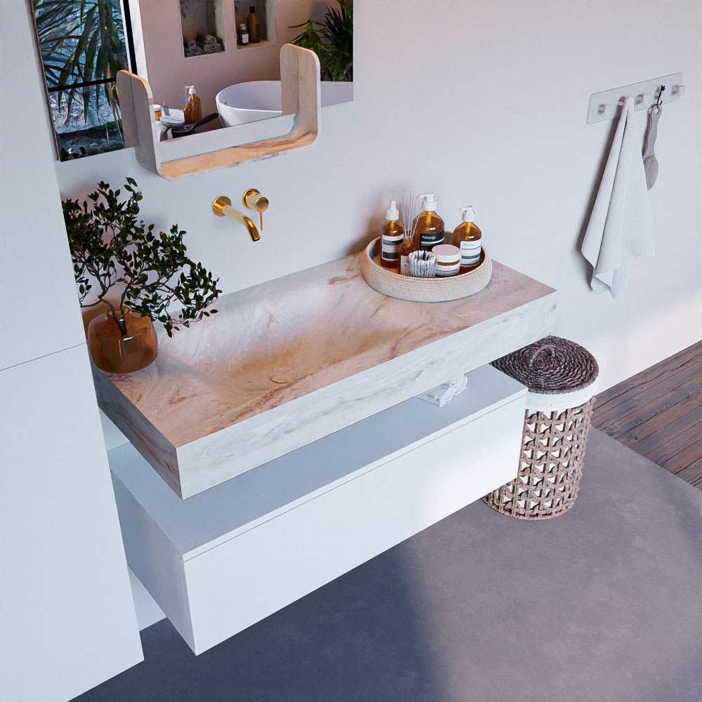 MONDIAZ ALAN-DLUX 100cm mueble de baño Talc 1 cajón. Lavabo CLOUD Izquierda sin orificios color Frappe. 1 MONDIAZ ALAN-DLUX 100cm mueble de baño Talc 1 cajón. Lavabo CLOUD Izquierda sin orificios color Frappe.