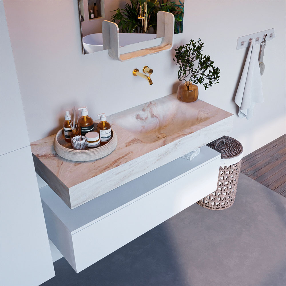 MONDIAZ ALAN-DLUX 110cm mueble de baño Talc 1 cajón. Lavabo CLOUD Derecho sin orificios color Frappe. 1 MONDIAZ ALAN-DLUX 110cm mueble de baño Talc 1 cajón. Lavabo CLOUD Derecho sin orificios color Frappe.