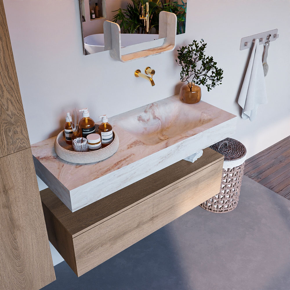 MONDIAZ ALAN-DLUX 110cm mueble de baño Washed Oak 1 cajón. Lavabo CLOUD Derecho sin orificios color Frappe. 1 MONDIAZ ALAN-DLUX 110cm mueble de baño Washed Oak 1 cajón. Lavabo CLOUD Derecho sin orificios color Frappe.