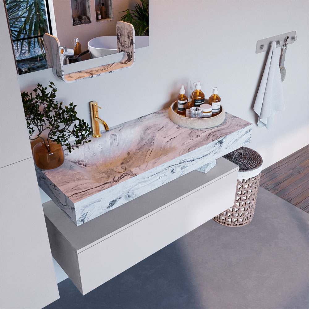 MONDIAZ ALAN-DLUX 110cm mueble de baño Cale 1 cajón. Lavabo CLOUD Izquierda 1 orificio color Glace. 1 MONDIAZ ALAN-DLUX 110cm mueble de baño Cale 1 cajón. Lavabo CLOUD Izquierda 1 orificio color Glace.