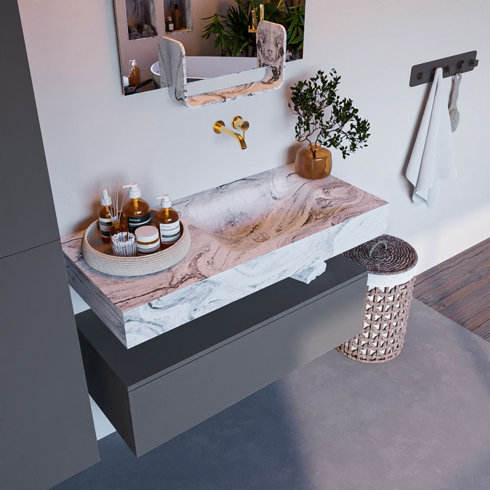 MONDIAZ ALAN-DLUX 100cm mueble de baño Plata 1 cajón. Lavabo CLOUD Derecho sin orificios color Glace. 1 MONDIAZ ALAN-DLUX 100cm mueble de baño Plata 1 cajón. Lavabo CLOUD Derecho sin orificios color Glace.