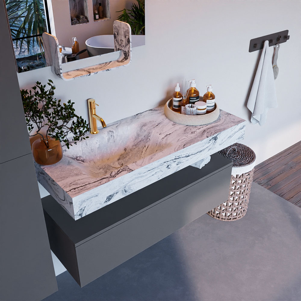 MONDIAZ ALAN-DLUX 110cm mueble de baño Plata 1 cajón. Lavabo CLOUD Izquierda 1 orificio color Glace. 1 MONDIAZ ALAN-DLUX 110cm mueble de baño Plata 1 cajón. Lavabo CLOUD Izquierda 1 orificio color Glace.