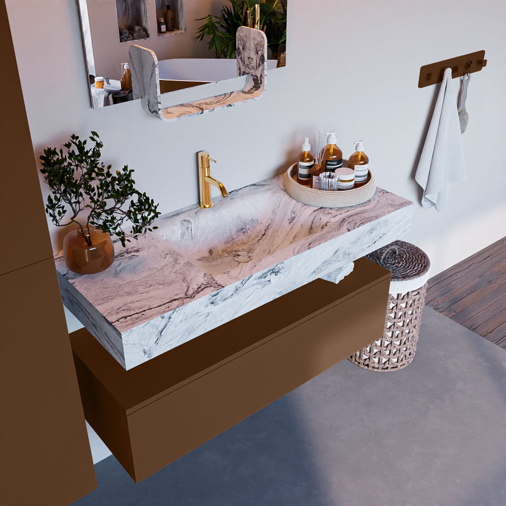 MONDIAZ ALAN-DLUX 110cm mueble de baño Rust 1 cajón. Lavabo CLOUD Centro 1 orificio color Glace. 1 MONDIAZ ALAN-DLUX 110cm mueble de baño Rust 1 cajón. Lavabo CLOUD Centro 1 orificio color Glace.