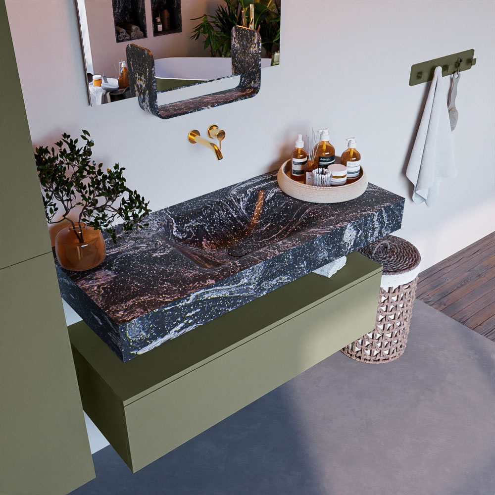 MONDIAZ ALAN-DLUX 110cm mueble de baño Army 1 cajón. Lavabo CLOUD Centro sin orificios color Lava. 1 MONDIAZ ALAN-DLUX 110cm mueble de baño Army 1 cajón. Lavabo CLOUD Centro sin orificios color Lava.