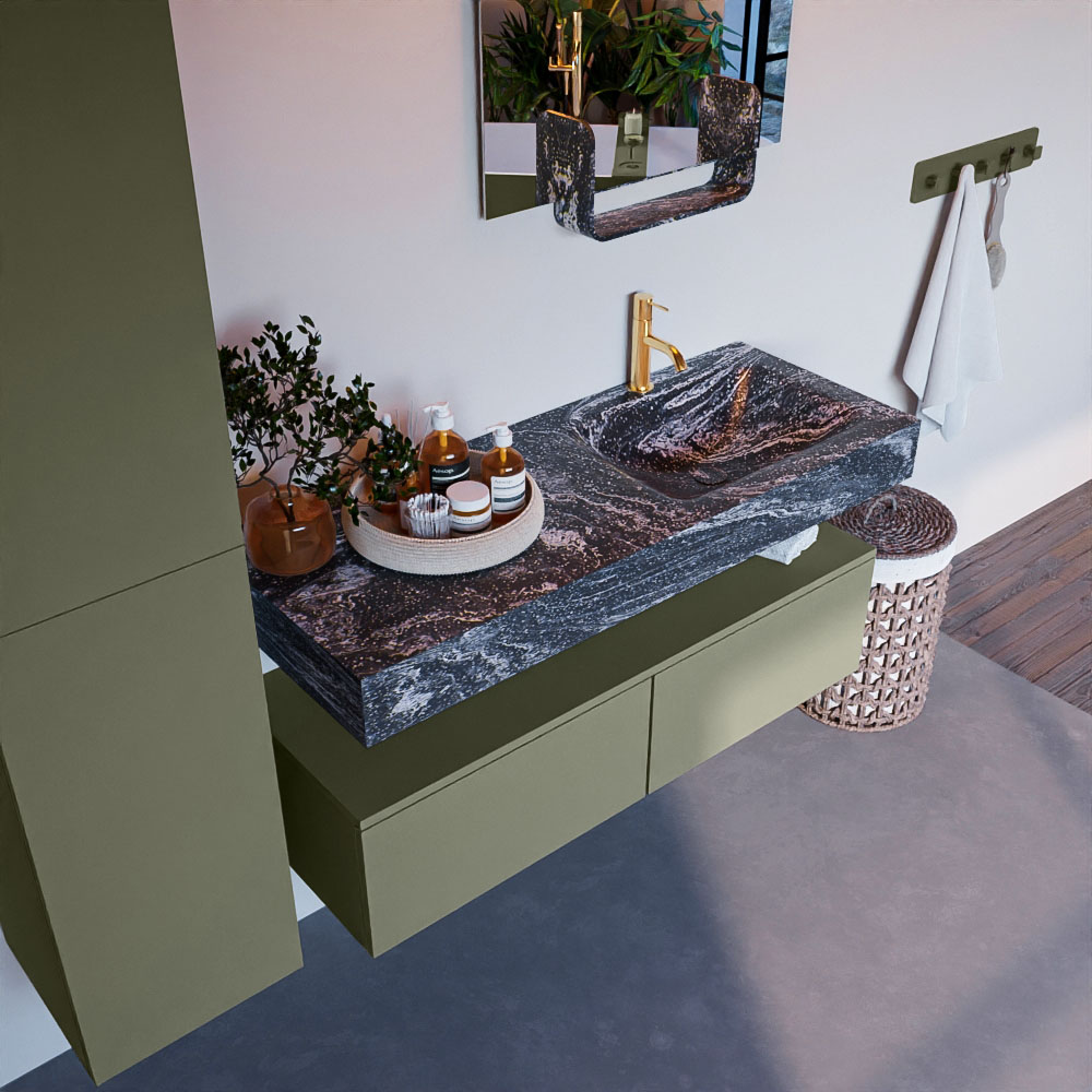 MONDIAZ ALAN-DLUX 120cm mueble de baño Army 2 cajones. Lavabo CLOUD Derecho 1 orificio color Lava. 1 MONDIAZ ALAN-DLUX 120cm mueble de baño Army 2 cajones. Lavabo CLOUD Derecho 1 orificio color Lava.