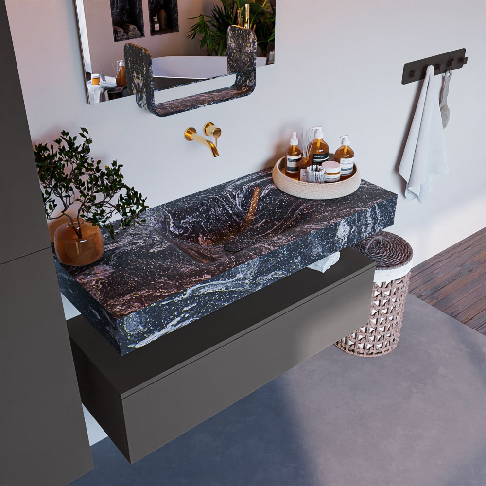 MONDIAZ ALAN-DLUX 110cm mueble de baño Dark Grey 1 cajón. Lavabo CLOUD Centro sin orificios color Lava. 1 MONDIAZ ALAN-DLUX 110cm mueble de baño Dark Grey 1 cajón. Lavabo CLOUD Centro sin orificios color Lava.