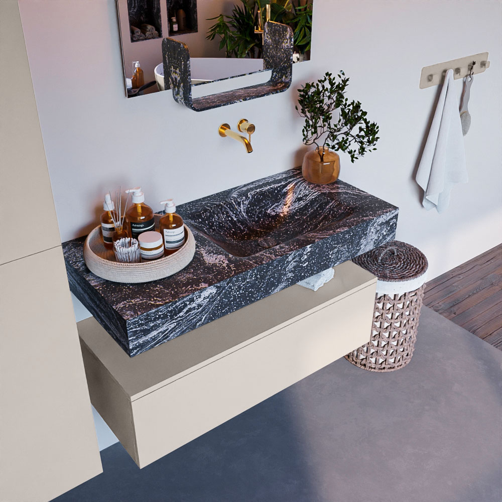 MONDIAZ ALAN-DLUX 100cm mueble de baño Linen 1 cajón. Lavabo CLOUD Derecho sin orificios color Lava. 1 MONDIAZ ALAN-DLUX 100cm mueble de baño Linen 1 cajón. Lavabo CLOUD Derecho sin orificios color Lava.