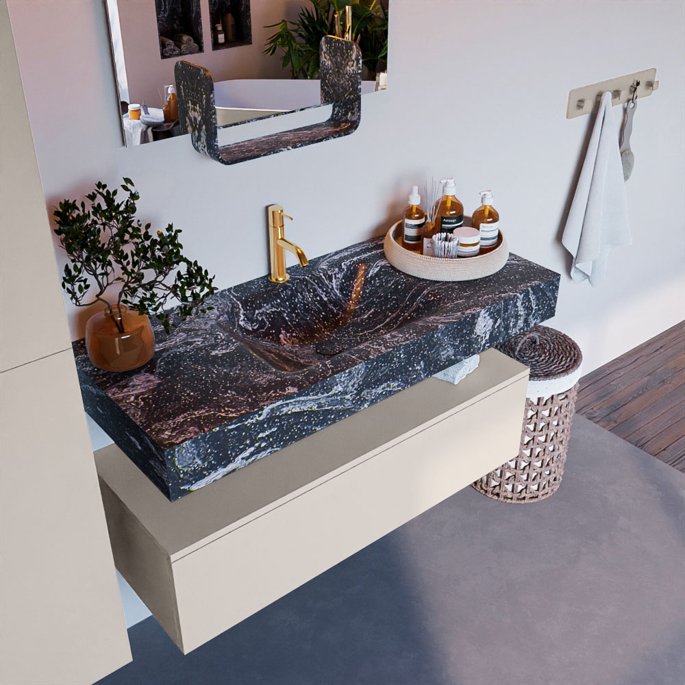 MONDIAZ ALAN-DLUX 110cm mueble de baño Linen 1 cajón. Lavabo CLOUD Centro 1 orificio color Lava. 1 MONDIAZ ALAN-DLUX 110cm mueble de baño Linen 1 cajón. Lavabo CLOUD Centro 1 orificio color Lava.