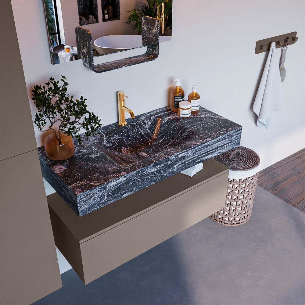 MONDIAZ ALAN-DLUX 100cm mueble de baño Smoke 1 cajón. Lavabo CLOUD Centro 1 orificio color Lava. 1 MONDIAZ ALAN-DLUX 100cm mueble de baño Smoke 1 cajón. Lavabo CLOUD Centro 1 orificio color Lava.
