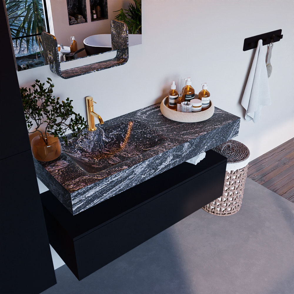 MONDIAZ ALAN-DLUX 110cm mueble de baño Urban 1 cajón. Lavabo CLOUD Izquierda 1 orificio color Lava. 1 MONDIAZ ALAN-DLUX 110cm mueble de baño Urban 1 cajón. Lavabo CLOUD Izquierda 1 orificio color Lava.