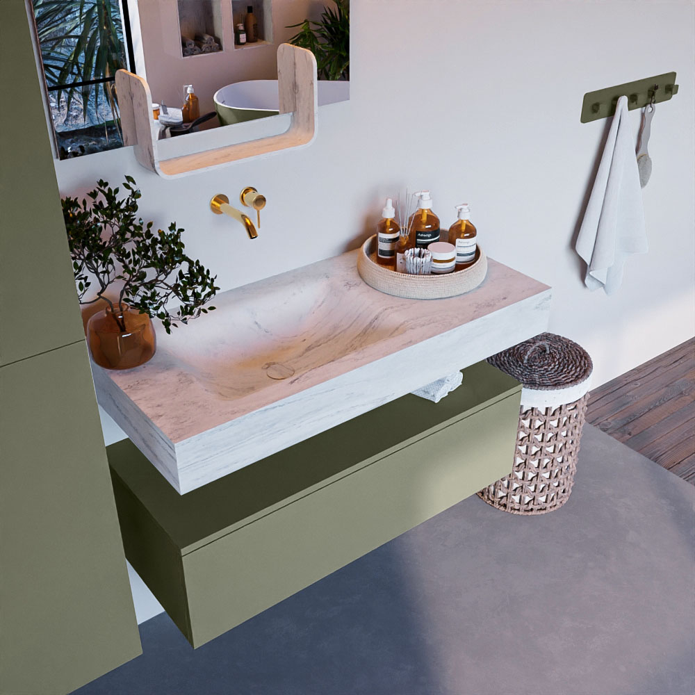 MONDIAZ ALAN-DLUX 100cm mueble de baño Army 1 cajón. Lavabo CLOUD Izquierda sin orificios color Opalo. 1 MONDIAZ ALAN-DLUX 100cm mueble de baño Army 1 cajón. Lavabo CLOUD Izquierda sin orificios color Opalo.