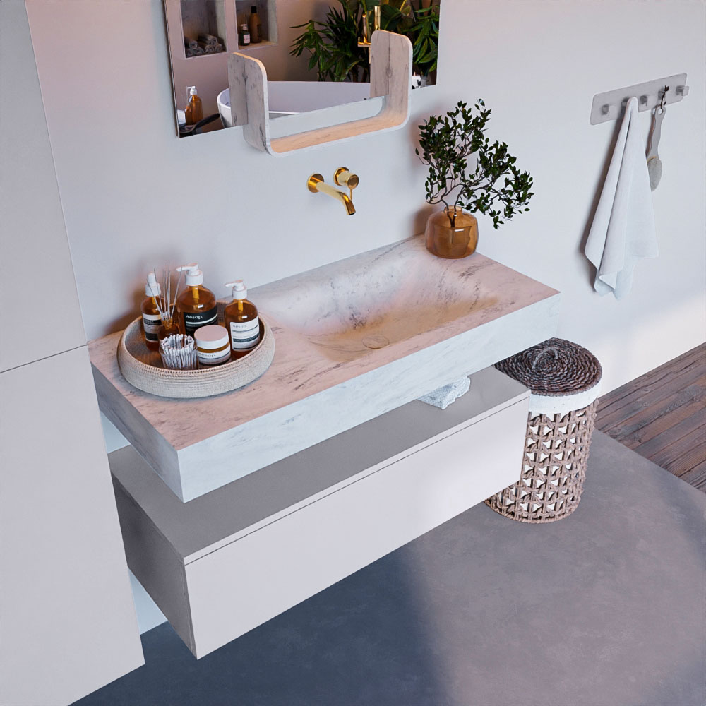 MONDIAZ ALAN-DLUX 100cm mueble de baño Cale 1 cajón. Lavabo CLOUD Derecho sin orificios color Opalo. 1 MONDIAZ ALAN-DLUX 100cm mueble de baño Cale 1 cajón. Lavabo CLOUD Derecho sin orificios color Opalo.