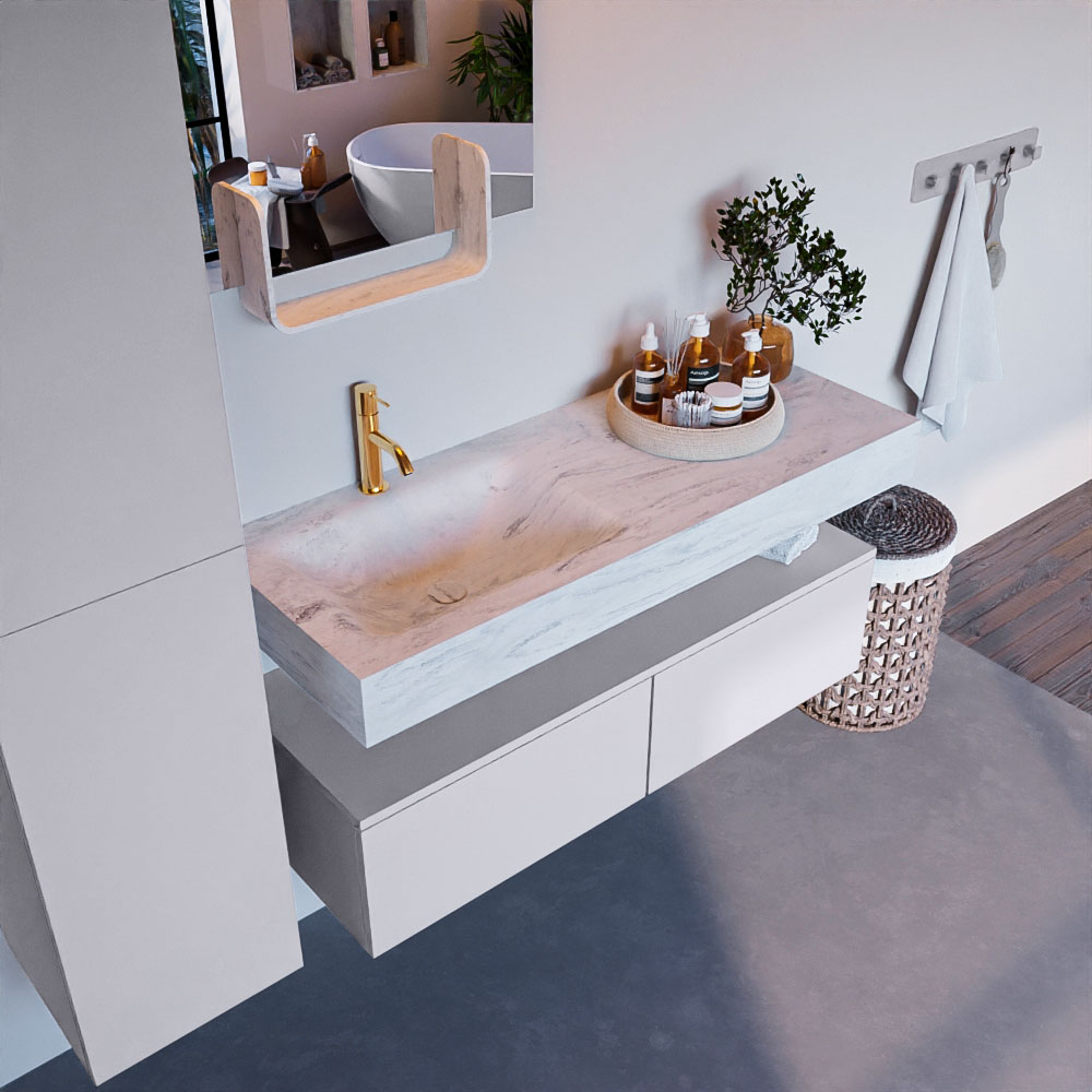 MONDIAZ ALAN-DLUX 120cm mueble de baño Cale 2 cajones. Lavabo CLOUD Izquierda 1 orificio color Opalo. 1 MONDIAZ ALAN-DLUX 120cm mueble de baño Cale 2 cajones. Lavabo CLOUD Izquierda 1 orificio color Opalo.