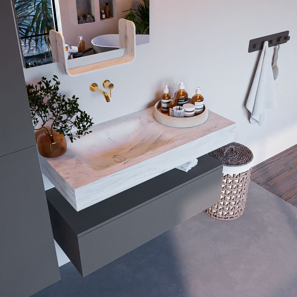 MONDIAZ ALAN-DLUX 100cm mueble de baño Plata 1 cajón. Lavabo CLOUD Izquierda sin orificios color Opalo. 1 MONDIAZ ALAN-DLUX 100cm mueble de baño Plata 1 cajón. Lavabo CLOUD Izquierda sin orificios color Opalo.