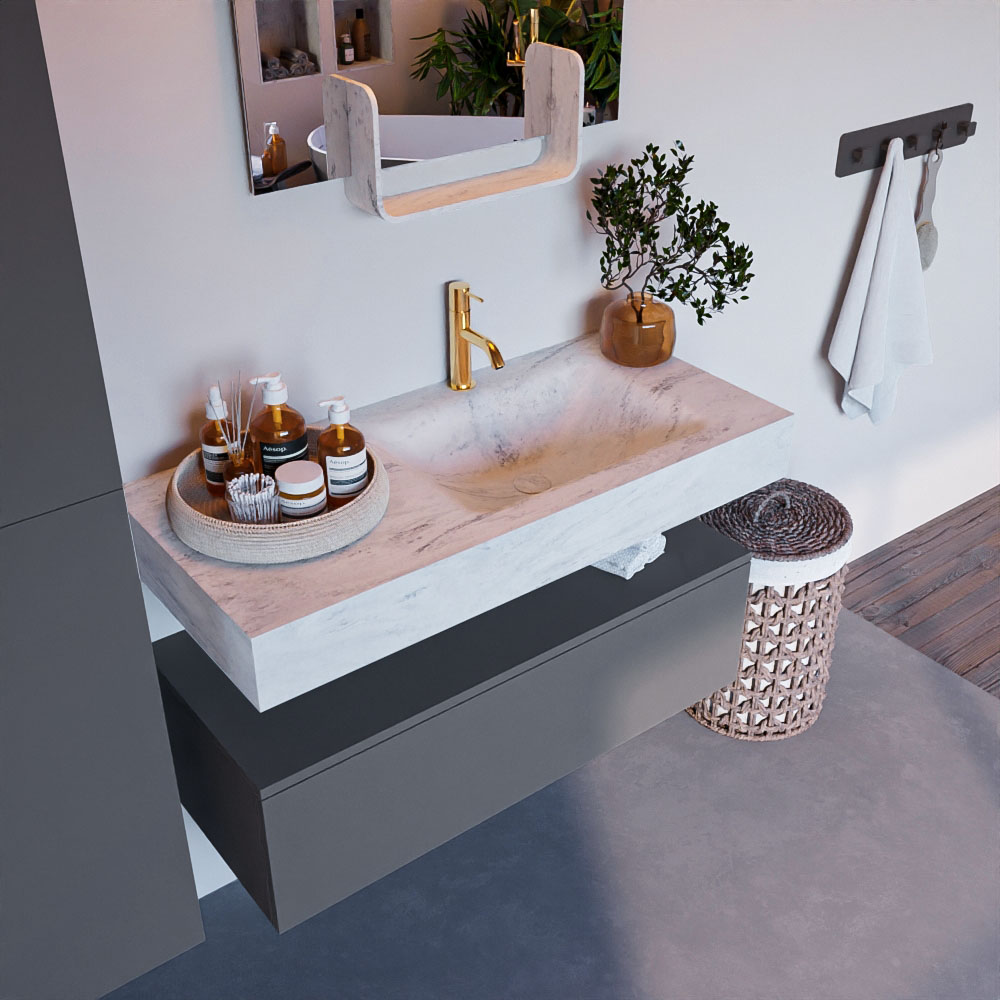 MONDIAZ ALAN-DLUX 100cm mueble de baño Plata 1 cajón. Lavabo CLOUD Derecho 1 orificio color Opalo. 1 MONDIAZ ALAN-DLUX 100cm mueble de baño Plata 1 cajón. Lavabo CLOUD Derecho 1 orificio color Opalo.