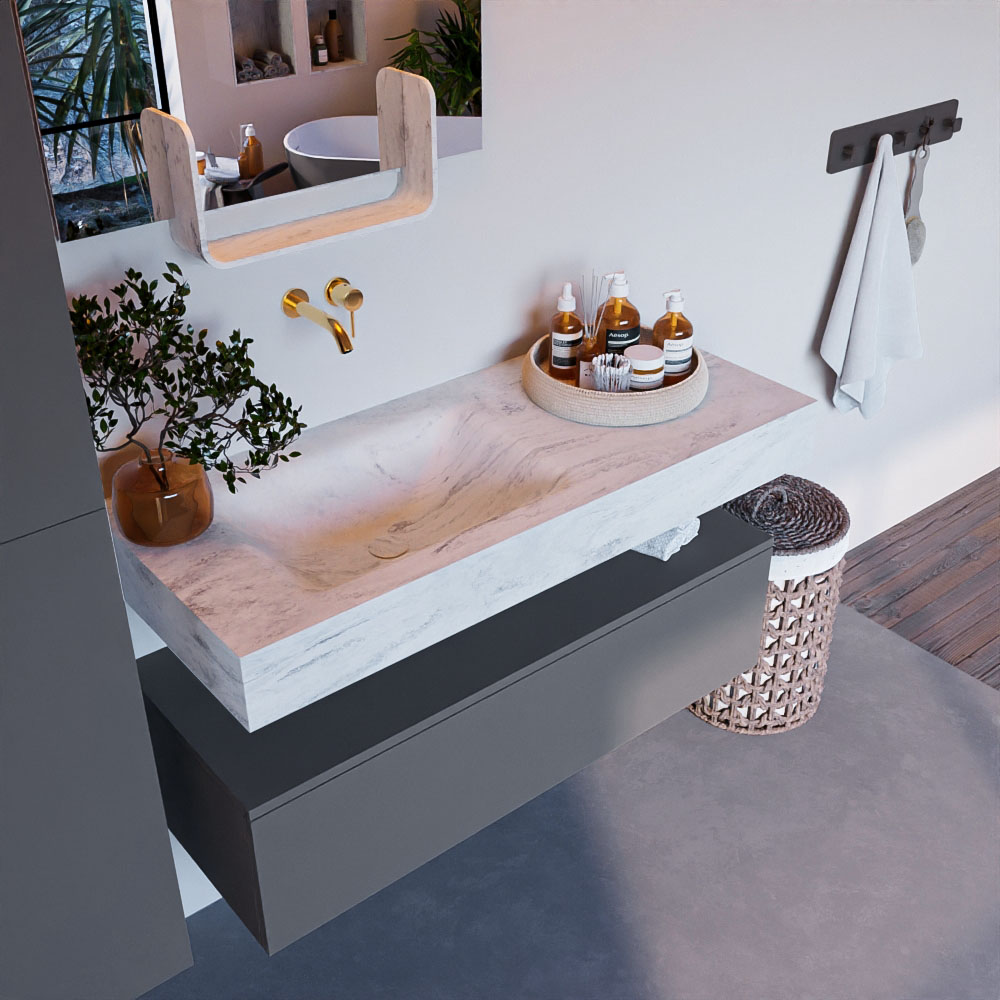MONDIAZ ALAN-DLUX 110cm mueble de baño Plata 1 cajón. Lavabo CLOUD Izquierda sin orificios color Opalo. 1 MONDIAZ ALAN-DLUX 110cm mueble de baño Plata 1 cajón. Lavabo CLOUD Izquierda sin orificios color Opalo.