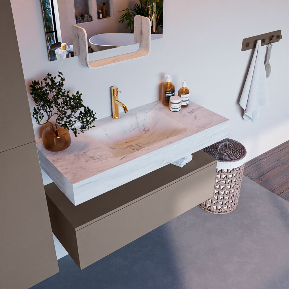 MONDIAZ ALAN-DLUX 100cm mueble de baño Smoke 1 cajón. Lavabo CLOUD Centro 1 orificio color Opalo. 1 MONDIAZ ALAN-DLUX 100cm mueble de baño Smoke 1 cajón. Lavabo CLOUD Centro 1 orificio color Opalo.