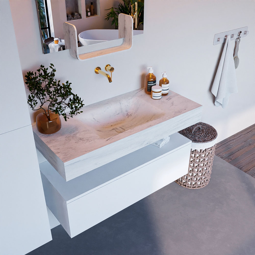 MONDIAZ ALAN-DLUX 100cm mueble de baño Talc 1 cajón. Lavabo CLOUD Centro sin orificios color Opalo. 1 MONDIAZ ALAN-DLUX 100cm mueble de baño Talc 1 cajón. Lavabo CLOUD Centro sin orificios color Opalo.