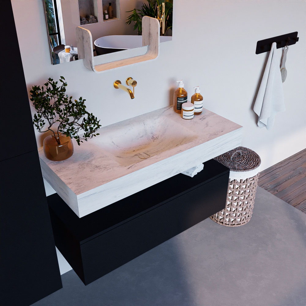 MONDIAZ ALAN-DLUX 100cm mueble de baño Urban 1 cajón. Lavabo CLOUD Centro sin orificios color Opalo. 1 MONDIAZ ALAN-DLUX 100cm mueble de baño Urban 1 cajón. Lavabo CLOUD Centro sin orificios color Opalo.