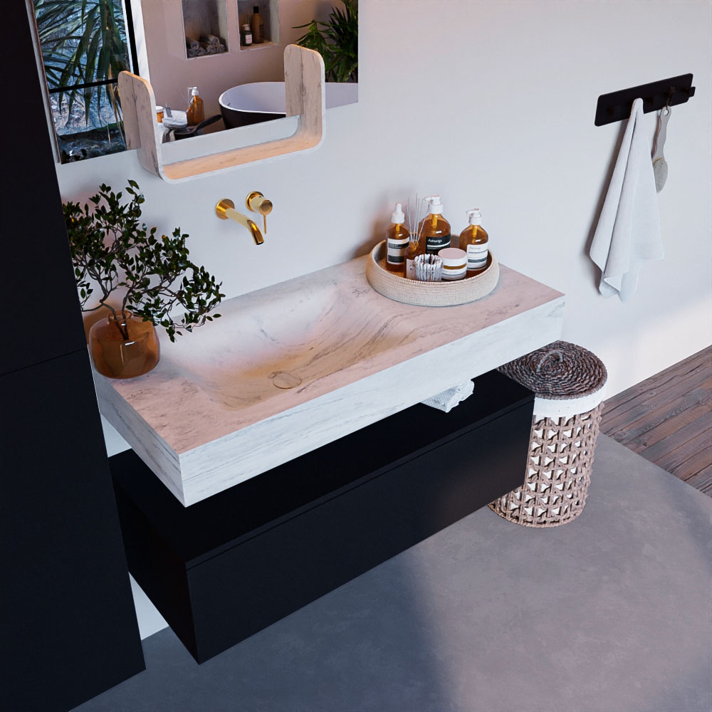MONDIAZ ALAN-DLUX 100cm mueble de baño Urban 1 cajón. Lavabo CLOUD Izquierda sin orificios color Opalo. 1 MONDIAZ ALAN-DLUX 100cm mueble de baño Urban 1 cajón. Lavabo CLOUD Izquierda sin orificios color Opalo.