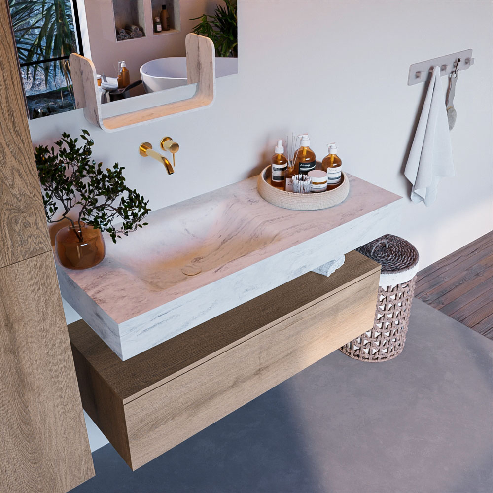 MONDIAZ ALAN-DLUX 110cm mueble de baño Washed Oak 1 cajón. Lavabo CLOUD Izquierda sin orificios color Opalo. 1 MONDIAZ ALAN-DLUX 110cm mueble de baño Washed Oak 1 cajón. Lavabo CLOUD Izquierda sin orificios color Opalo.